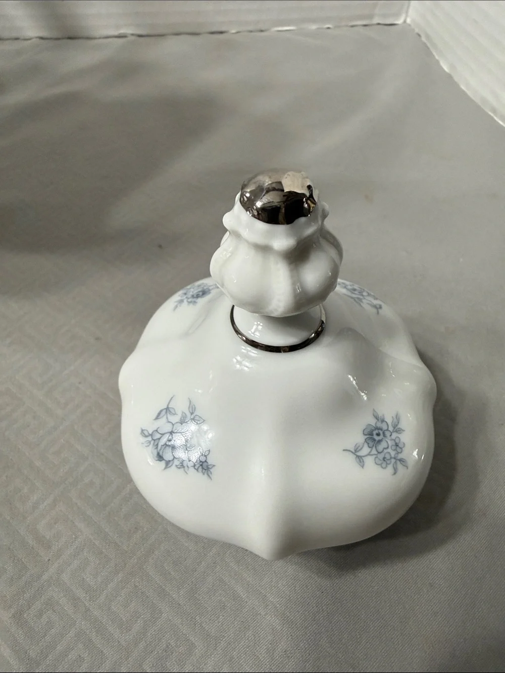 Vintage Johann Haviland Blue Garland Porcelain Coffee Pot Silver Trim Bavaria